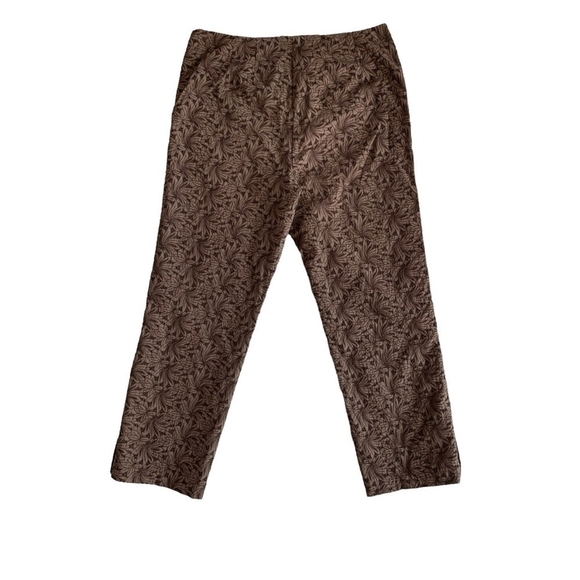 Women’s Pants DANA BUCHMAN Brown Floral Crochet Design Straight Leg Ankle Pants - Picture 2 of 5